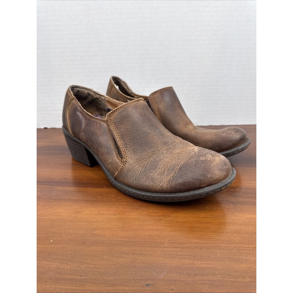 Women's Born Lucy Brown Leather Slip-On Ankle Booties Size 8.5